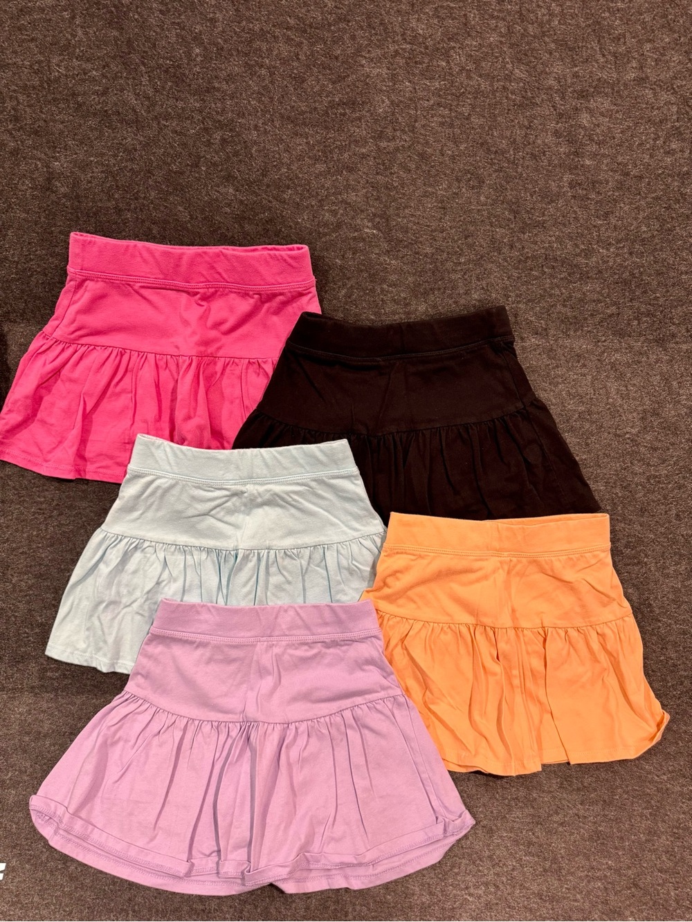 Girls Tiered Mini Skort - Pink, Black, Light Blue, Orange, Lavender